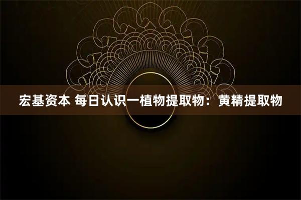 宏基资本 每日认识一植物提取物：黄精提取物
