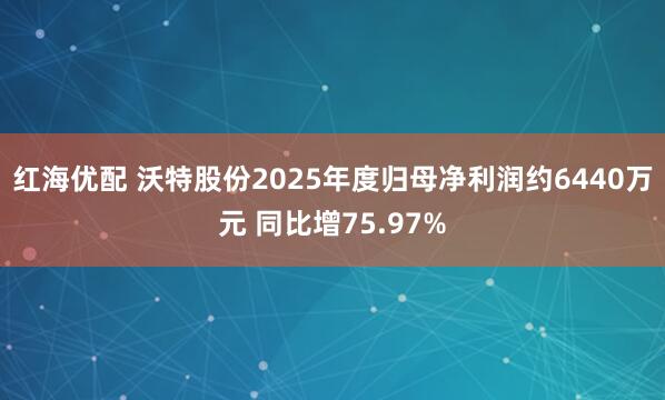 红海优配 沃特股份2025年度归母净利润约6440万元 同比增75.97%
