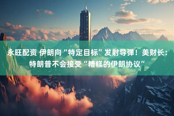 永旺配资 伊朗向“特定目标”发射导弹！美财长：特朗普不会接受“糟糕的伊朗协议”