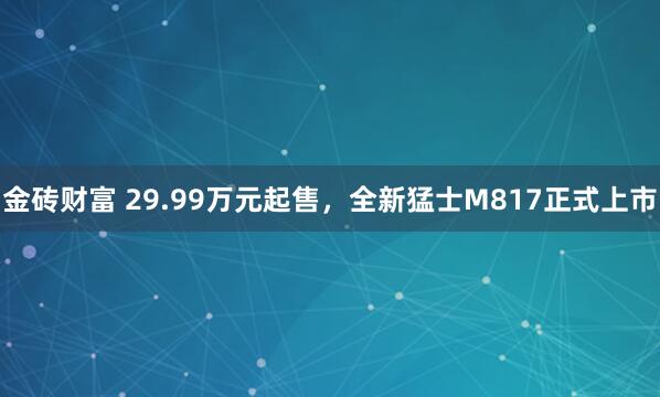 金砖财富 29.99万元起售,全新猛士M817正式上市